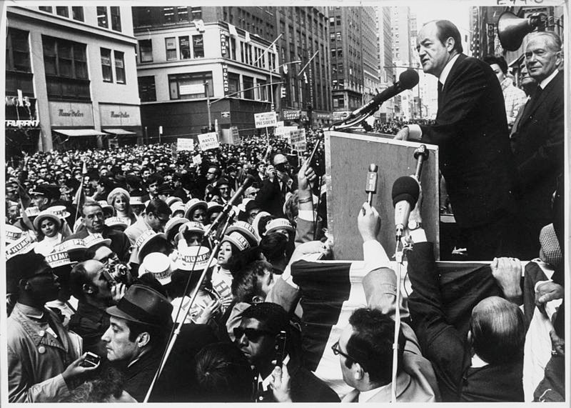 Hubert Humphrey campaigning in 1968.