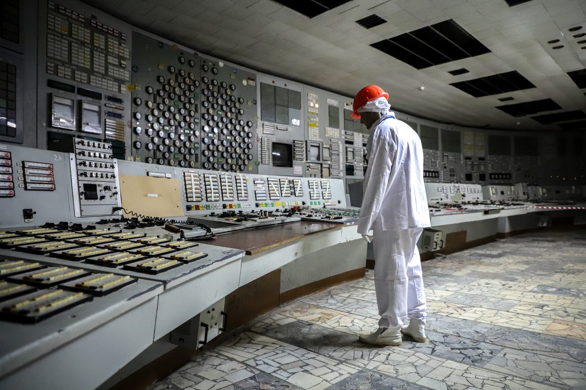 A visitor to Reactor 2 explores the plant’s former control room.