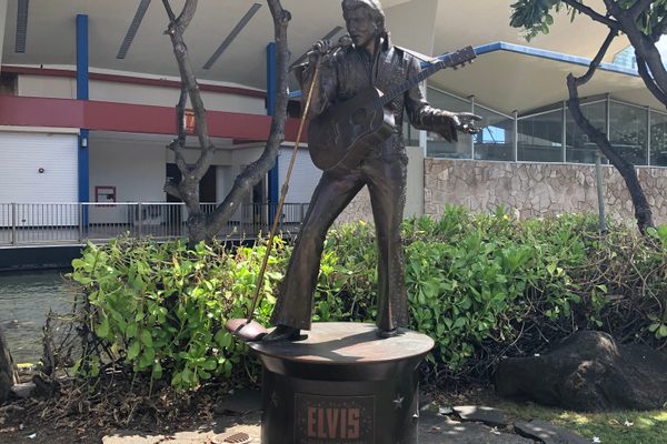 Elvis statue at Blaisdell Center.