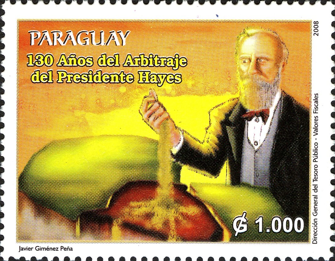 This 2008 stamp celebrated the 130-year anniversary of the arbitration by President Hayes.