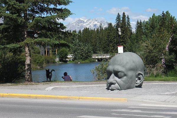 The Big Head sculpture in Canmore. 
