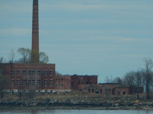 The buildings on Hart Island. 