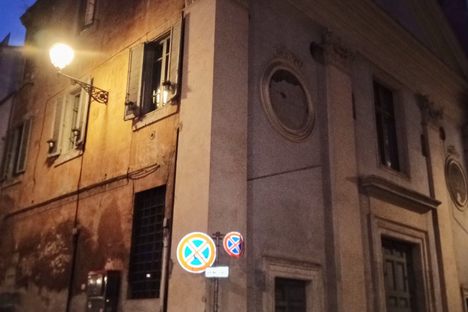 The Church of San Salvatore alle Coppelle. The box Is near the bicycle. 