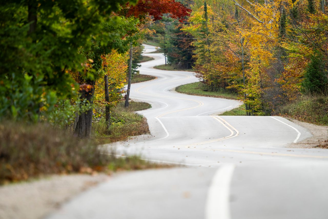 Did landscape architect Jens Jensen design this winding road in Wisconsin's Door County?