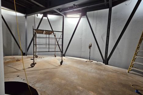 Inside the bunker during construction.