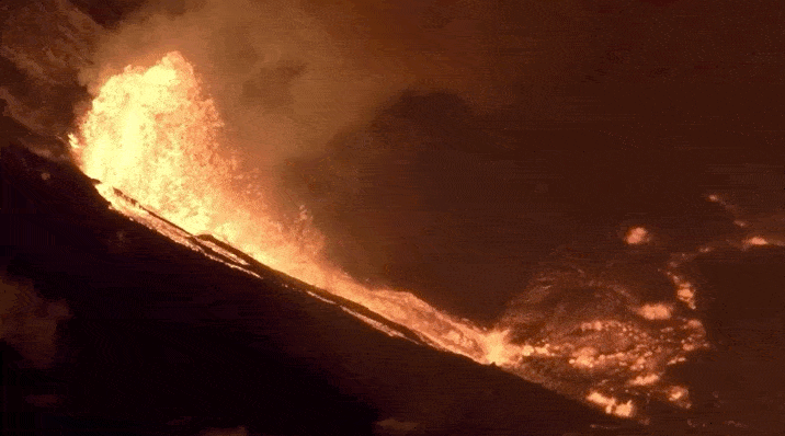 Lavafalls have filled the crater, replacing the water that had taken residence there. 