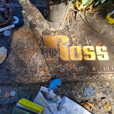 Bobb Ross's headstone, photographed in February 2021.