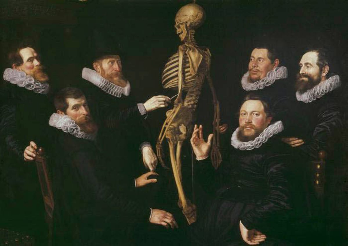 <em>The Osteology Lesson of Dr. Sebastiaen Egbertsz</em>, Nicolaes Eliaszoon Pickenoy, 1619.
