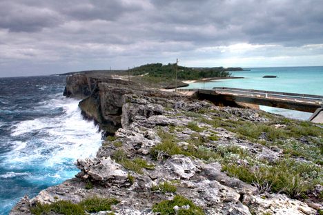 View looking south, the Atlantic Ocean on the left, and Caribbean on the right