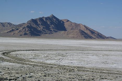 tracks on the salt flats of Bonneville