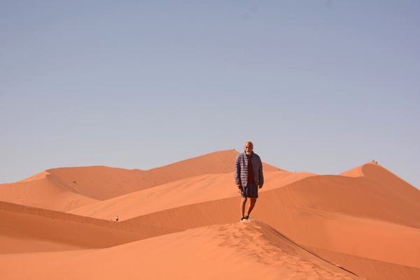 Mali Mahalingam amid the dunes of Central Nambia.