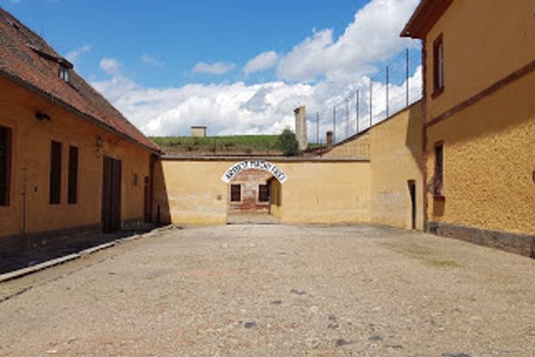 'Arbeit Macht Frei' - the entrance to camp in the Terezin fortress