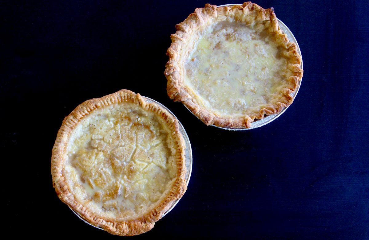 A cooled Sprite pie (left) and water pie (right).