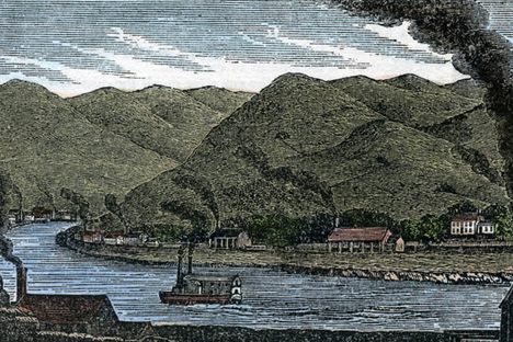 Engraving of salt works on Kanawha River, West Virginia. 
