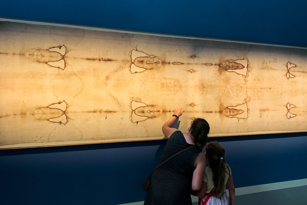 The Shroud of Turin—including replicas of it, such as this one on display in Lithuania in 2021—continues to inspire both curiosity and controversy.