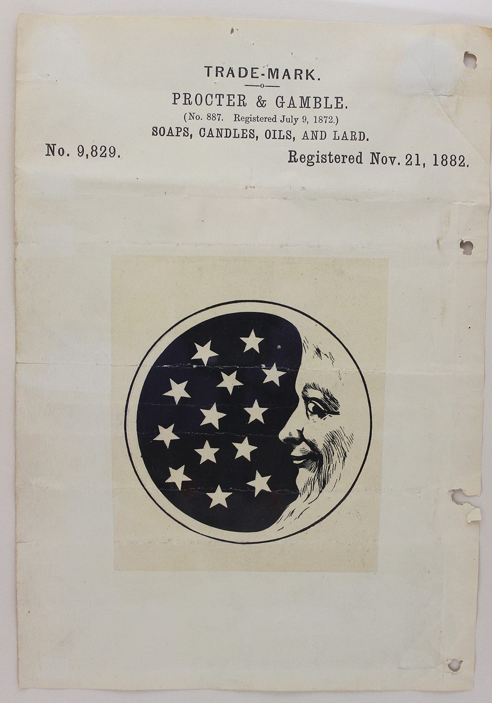 The 1882 trademark application for the Procter & Gamble logo.