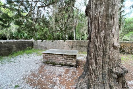 The cemetery is small and walled.