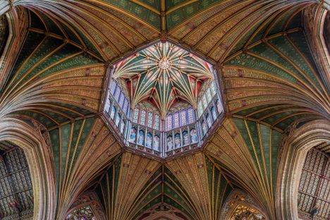 The vaulted ceiling.