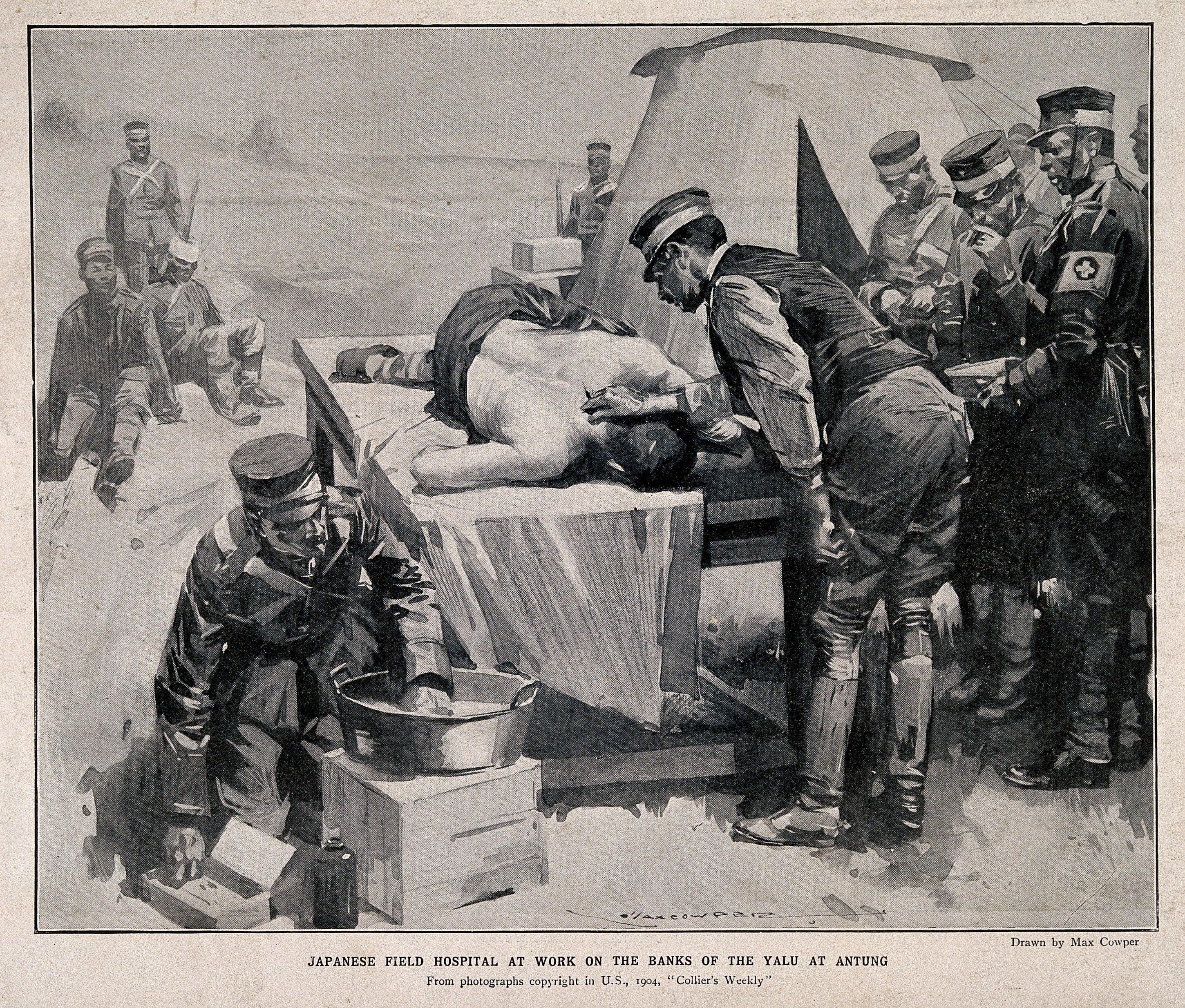 A Japanese battlefield hospital during the Russo-Japanese war.