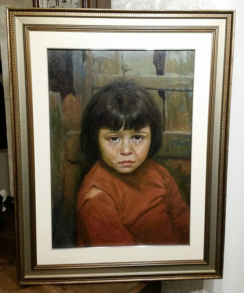 One of the crying child artworks by Giovanni Bragolin. 