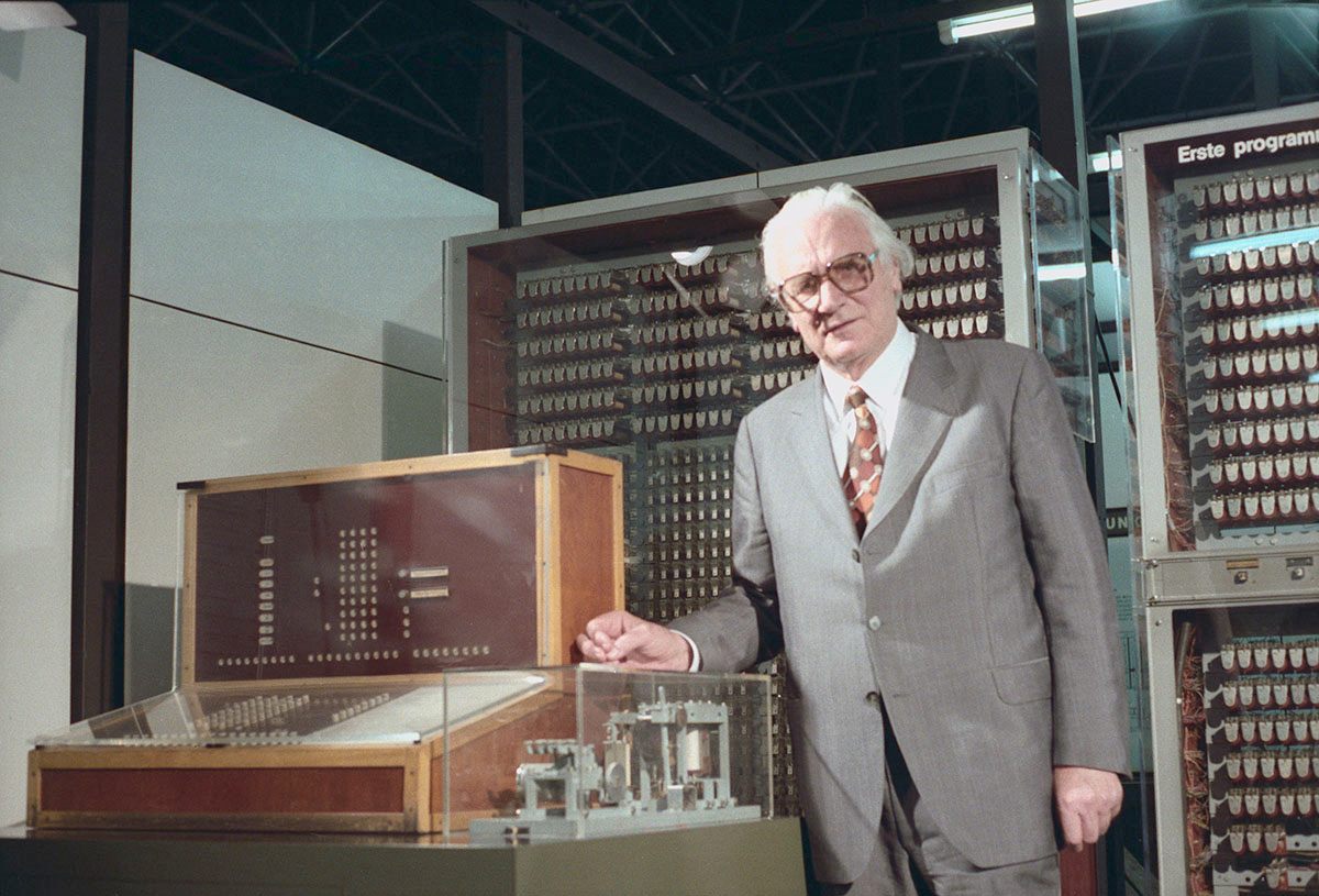 German engineer Konrad Zuse with Z3 - the world's first working programmable, fully automatic digital computer, created where the Kreuzberg vineyard is today. 