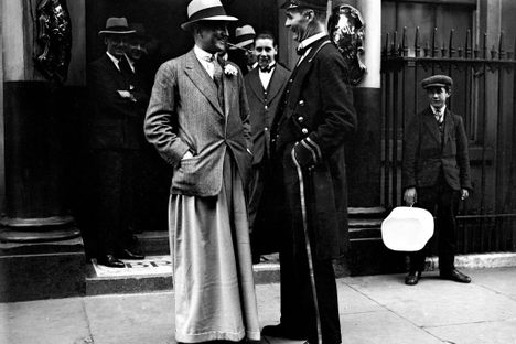 A man wearing Oxford bags, c. 1930.