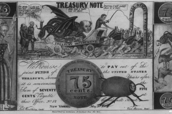 This $0.75 parody shinplaster is full of surprises.