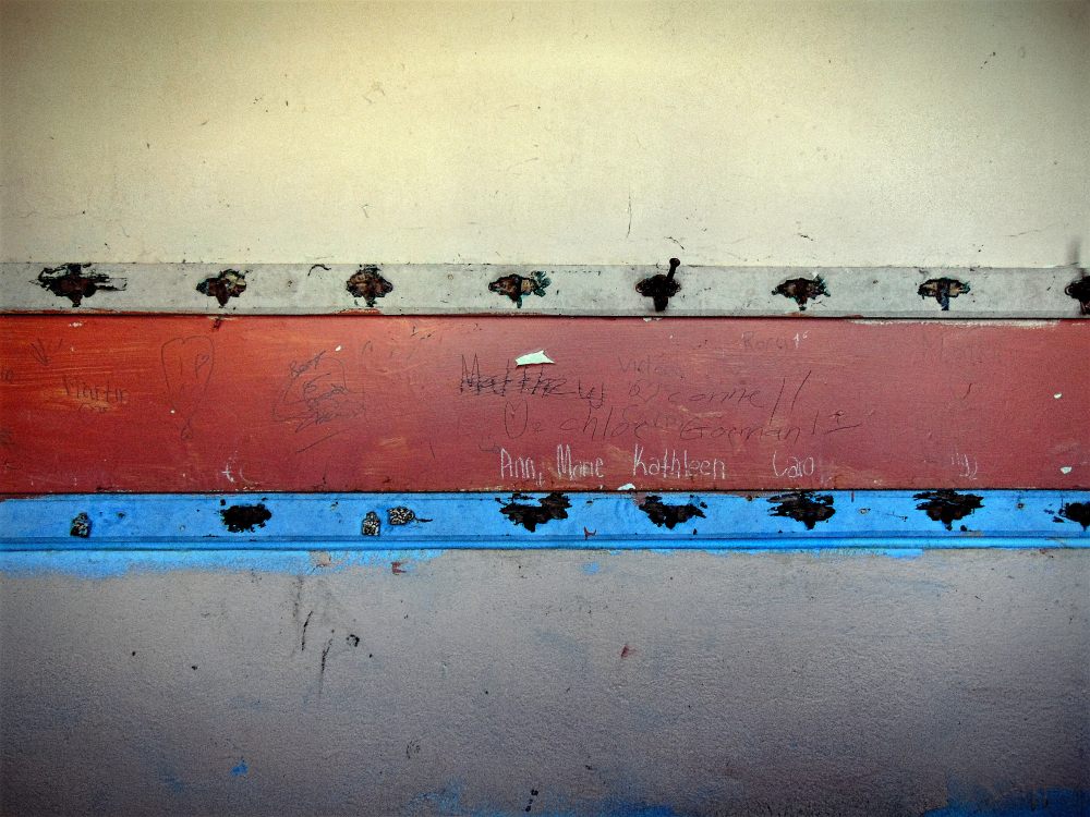 Names above where coat hooks used to be at Bunnadden National School.