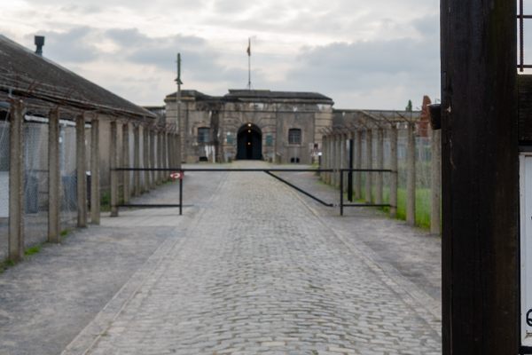 The entrance of the eerie prison camp.