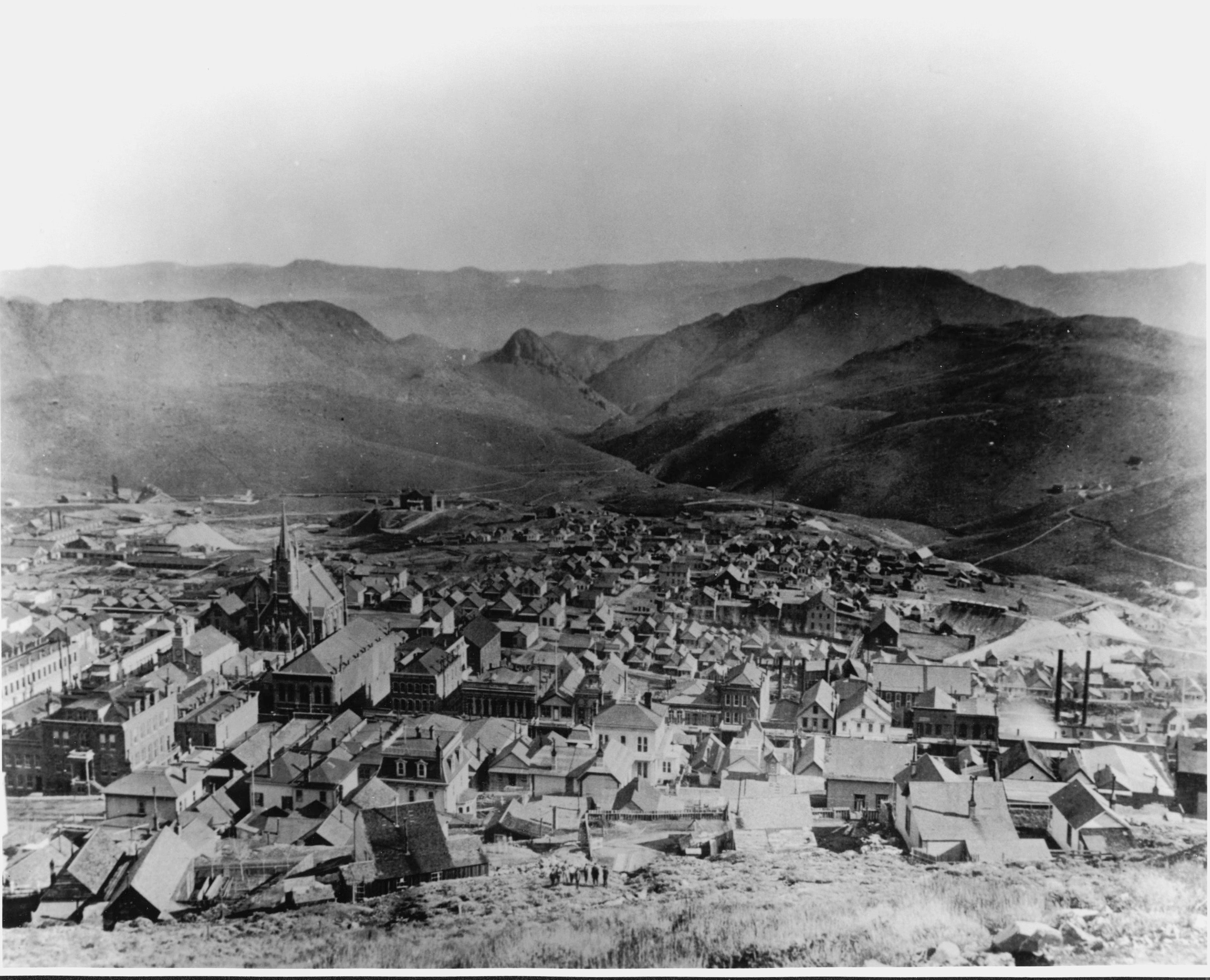 Virginia City, Nevada (pictured circa 1870s), got its start as a stopover point for gold rushers on their way to California. 