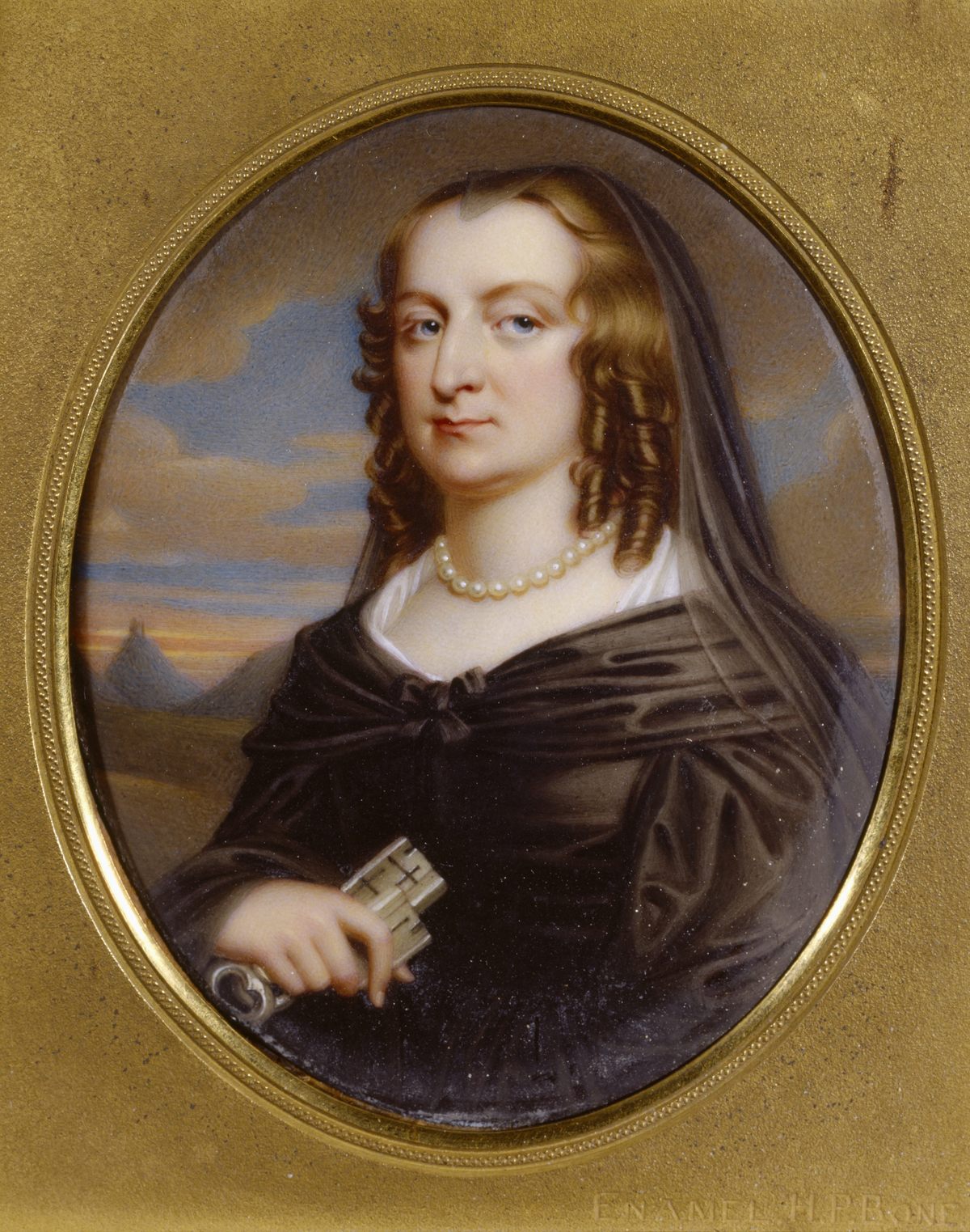 Lady Mary Bankes defended Corfe Castle during a siege in 1643; in a portrait by Henry Pierce Bone, she's holding the keys to the castle.