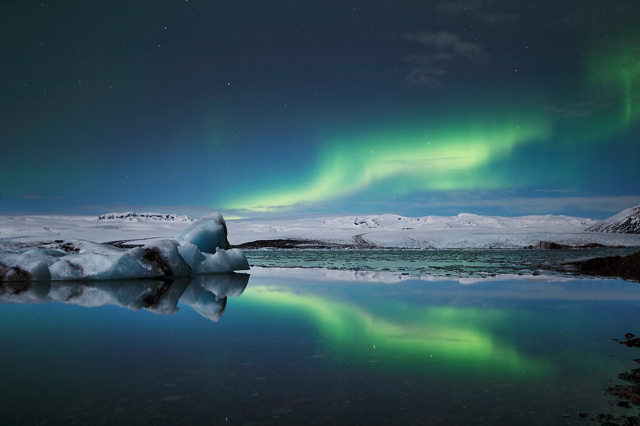 Jökulsárlón Glacier Lagoon Northern Lights, Iceland