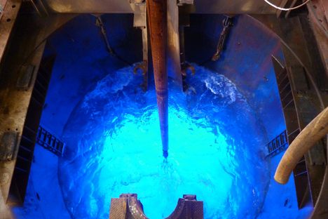 The view from the deck of the ship JOIDES Resolution while it drills a core sample. 