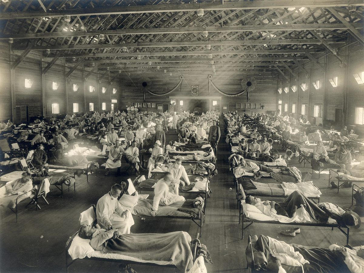 These soldiers from Fort Riley, Kansas, were hospitalized for influenza at Camp Funston.