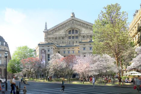 A rendering of the Palais Garnier shows what the opera house will look like when it's ensconced in a grove.