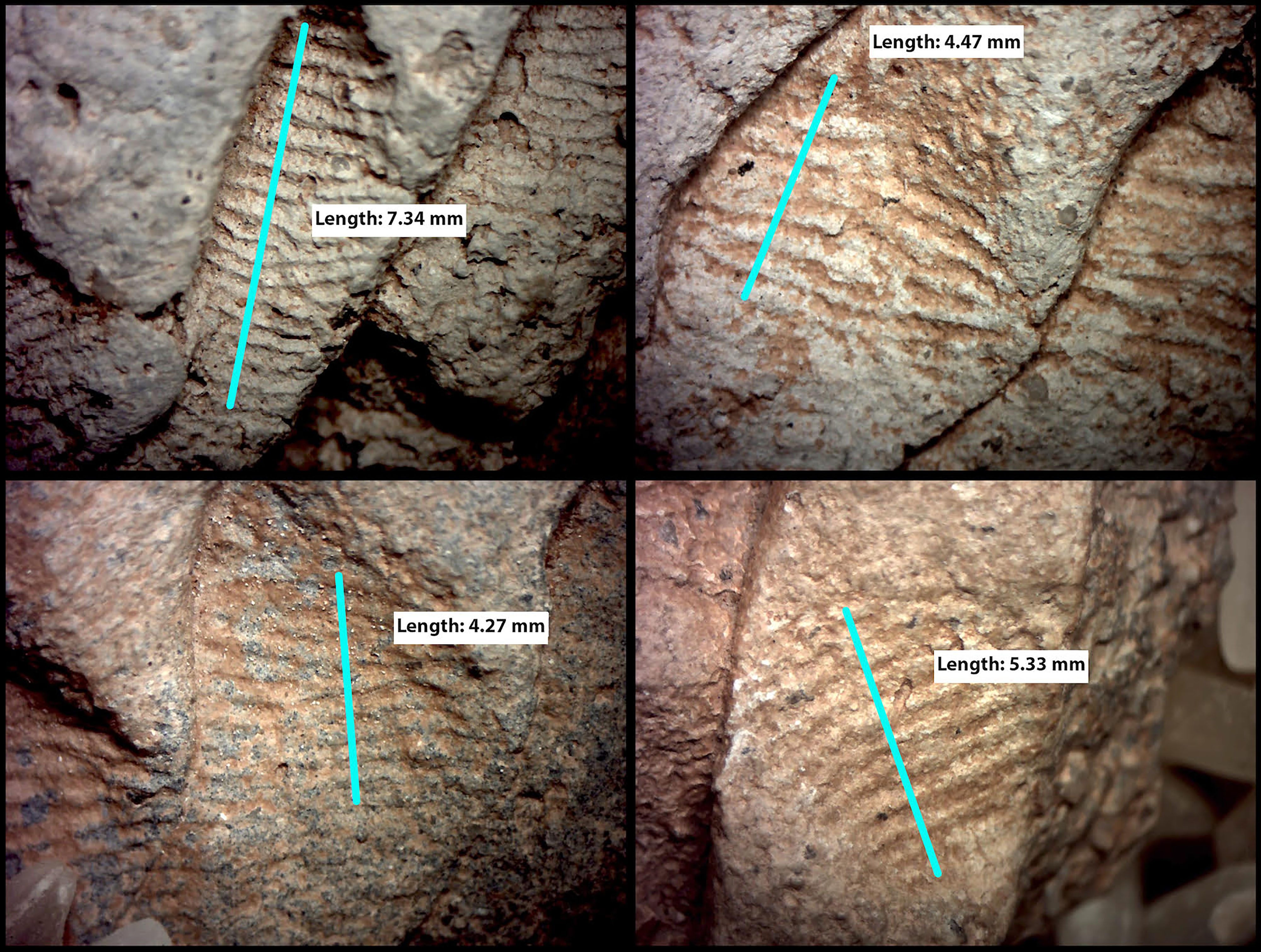 Fingerprint ridges left behind during the pottery-making at Chaco Canyon.