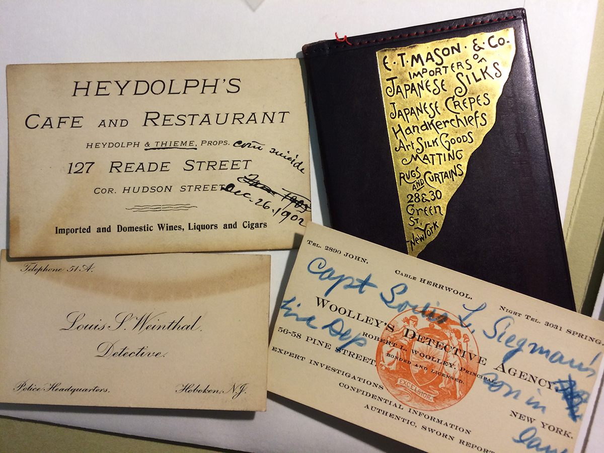 The archives also include personal effects of the dead, including business cards from private detectives, from cases over 100 years old.