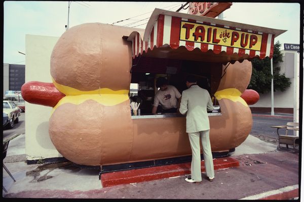 The unmistakable hot dog-shaped wiener stand.