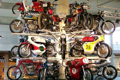 Motorcycles on display