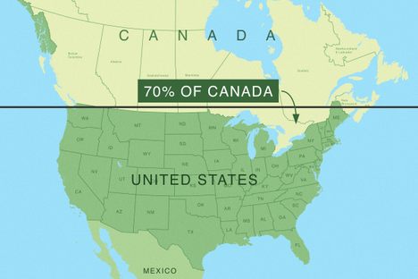 Most Canadians Live South of Seattle and Other Map Surprises