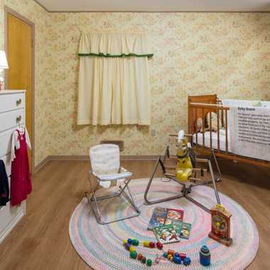 The nursery showcases metal toys and shares information about the Baby Boom years inside the 1950s All-Electric House. 