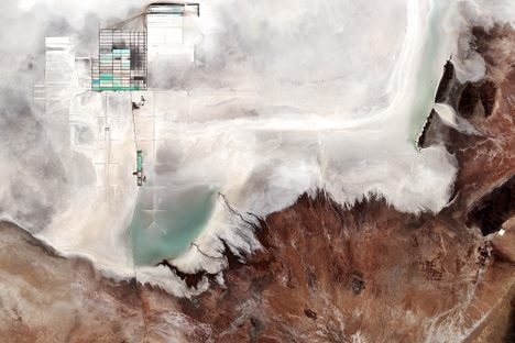 Bolivia's Salar de Uyuni, from high above. 