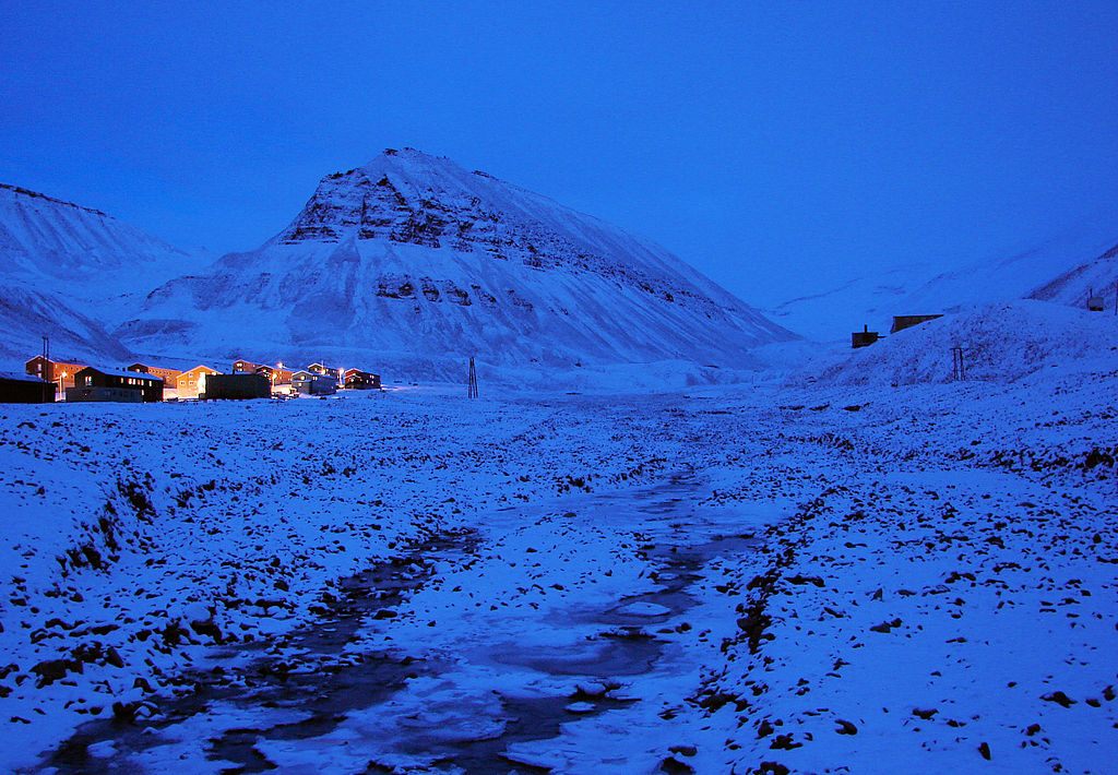 Svalbard, Norway/ you get a blue light much of the time during the days of the polar night.