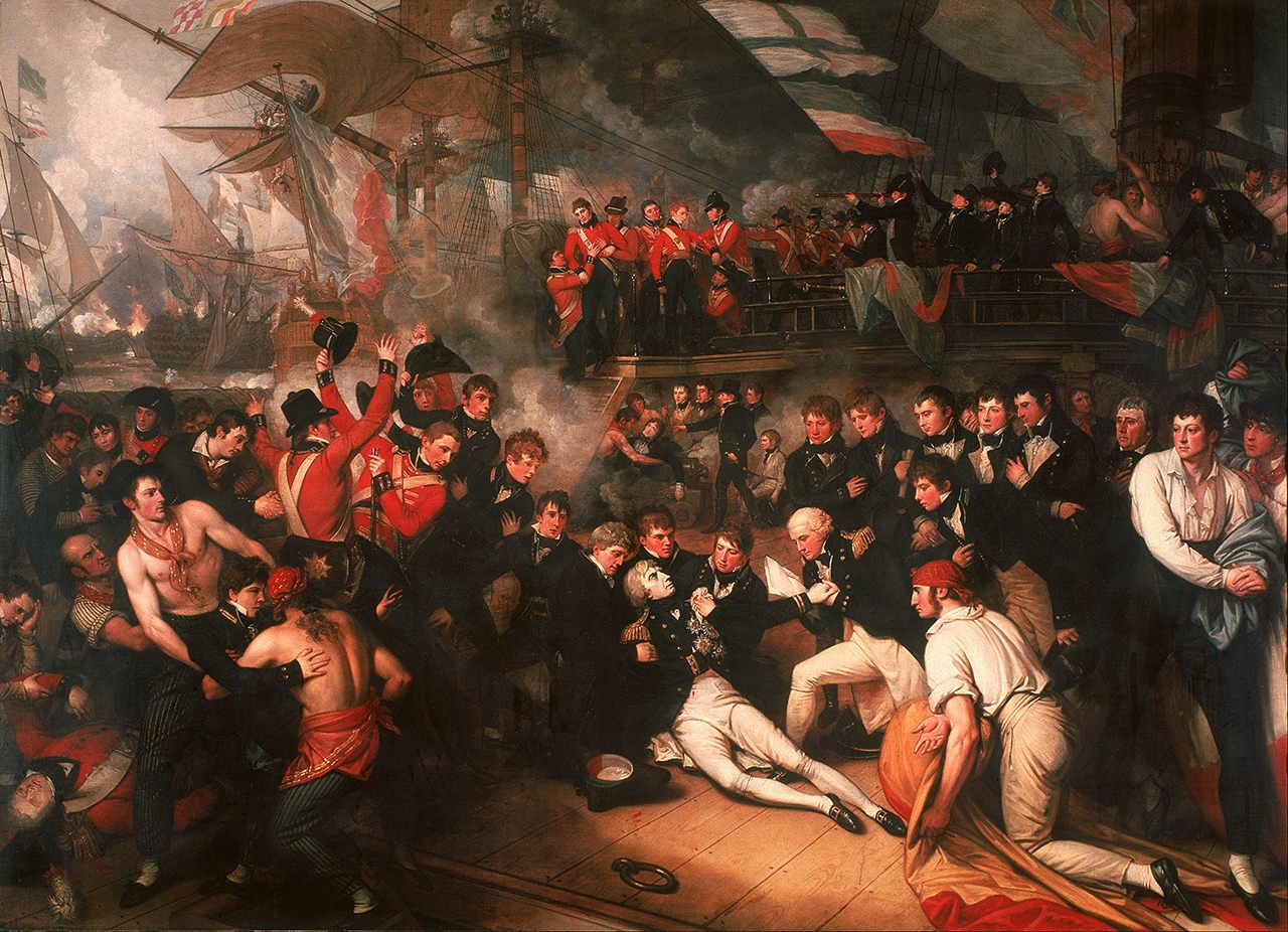 A depiction of Admiral Nelson's death, by Benjamin West.
