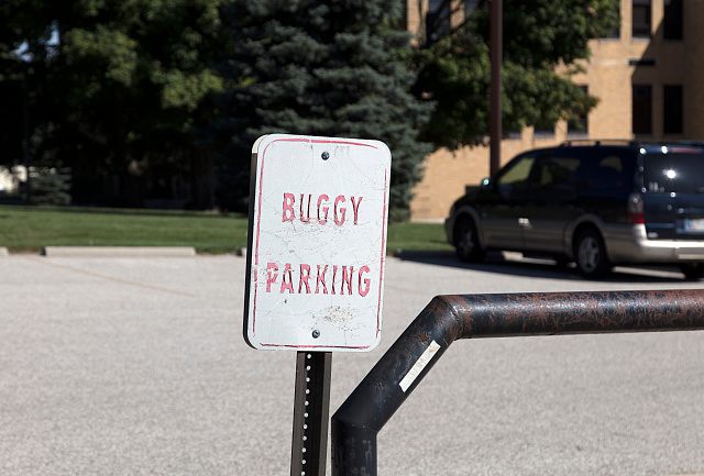 Buggy parking sign in Middlesbury, Elkhart County, Indiana.