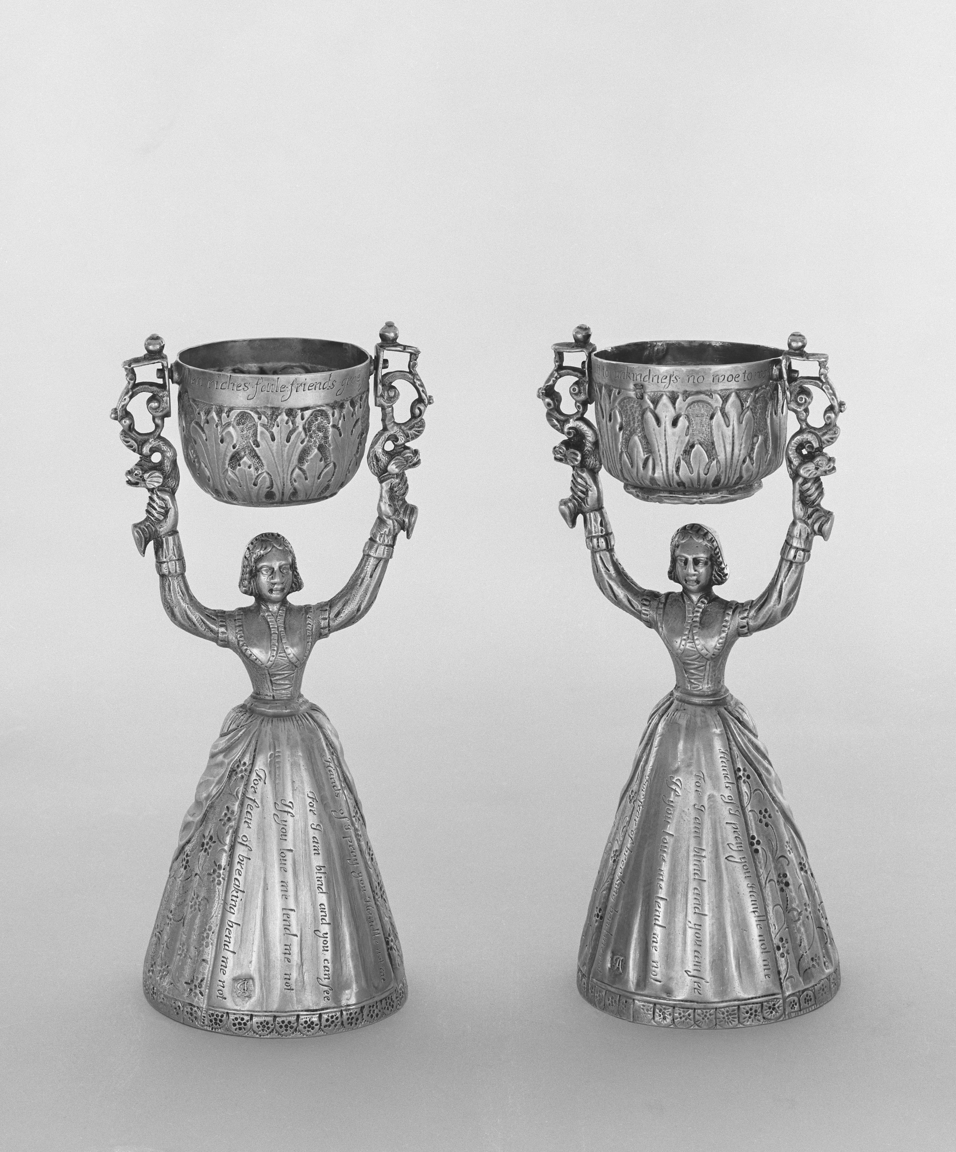 Crafted by a British silversmith, these wager cups date back to the 1800s.