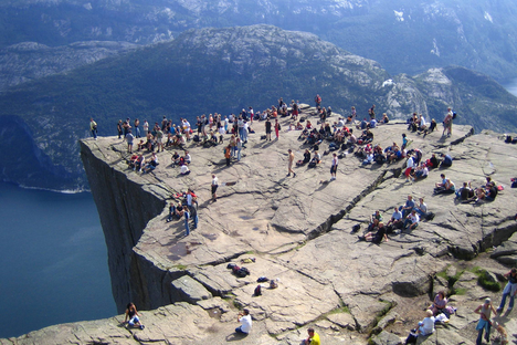 Preikestolen is a tourist hotspot.