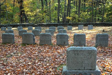 The well-kept headstones in the cemetery