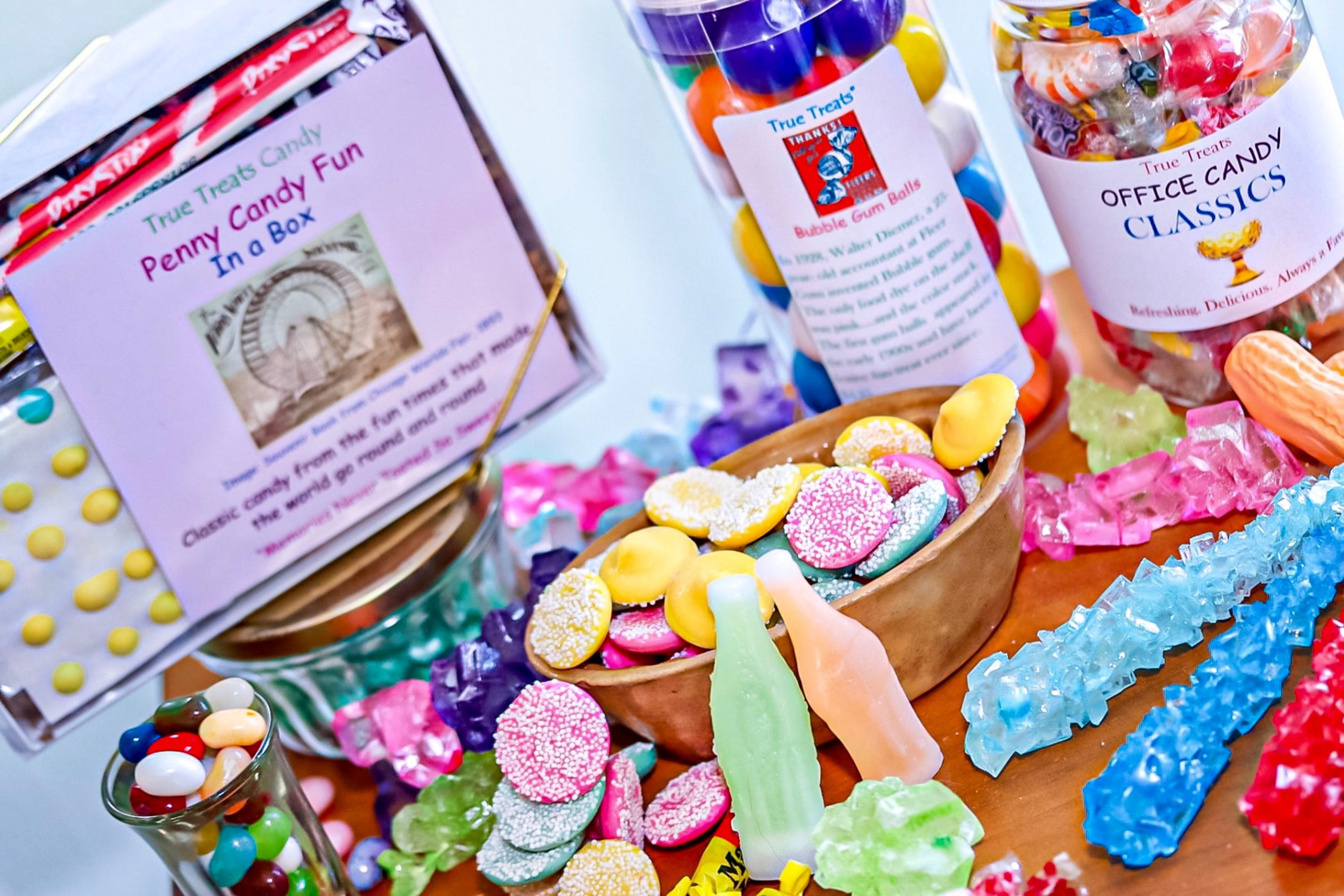 A mixed assortment of classic penny candy from True Treats.