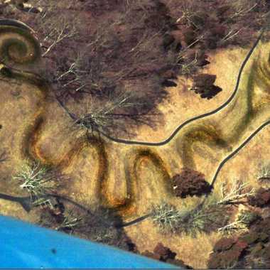 Aerial view of the The Great Serpent Mound, one of the most important prehistoric effigy mound od Adema Culture.